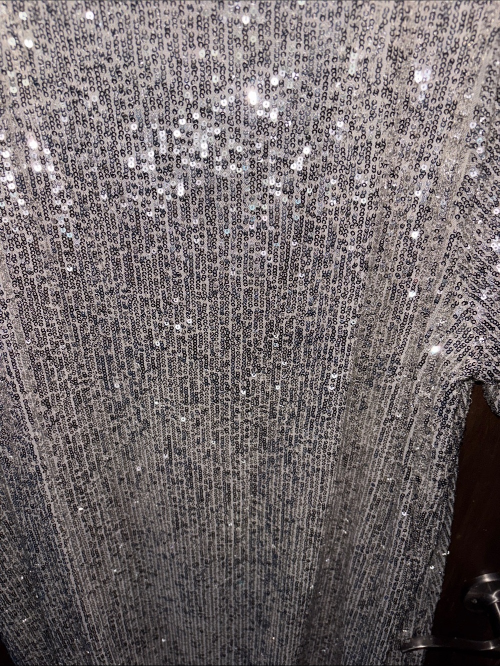 Vince Camuto Silver Sequin V-Neck Mini Dress - Picture 14 of 16
